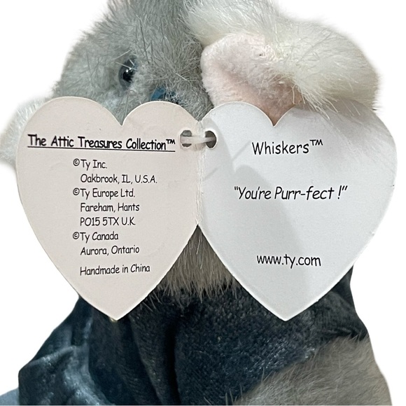 TY BEANIE BABY BABIES WITH TAG ATTIC TREASURES ANIMAL CAT WHISKERS 1993 - Picture 4 of 6
